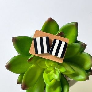 Square Post Black & White Earrings